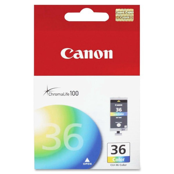 slide 2 of 2, Canon® CLI-36 ChromaLife 100 Multi-Color Ink Tank, 1511B002, 1 ct