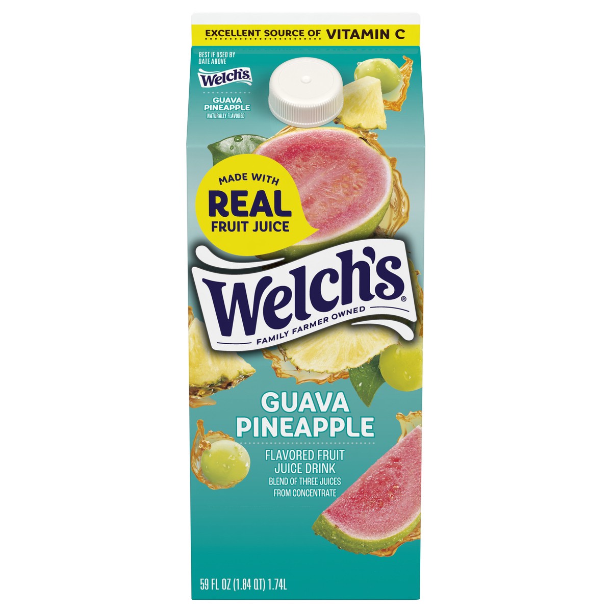 slide 1 of 5, Welch's Guava Pineapple Fruit Juice Drink, 59 fl oz carton, 59 fl oz