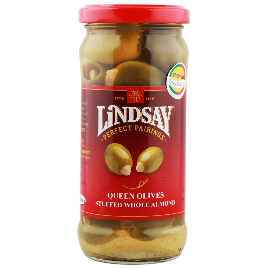 slide 1 of 1, Lindsay Spanish Queen Olives Stuffed with Almond, 7 oz