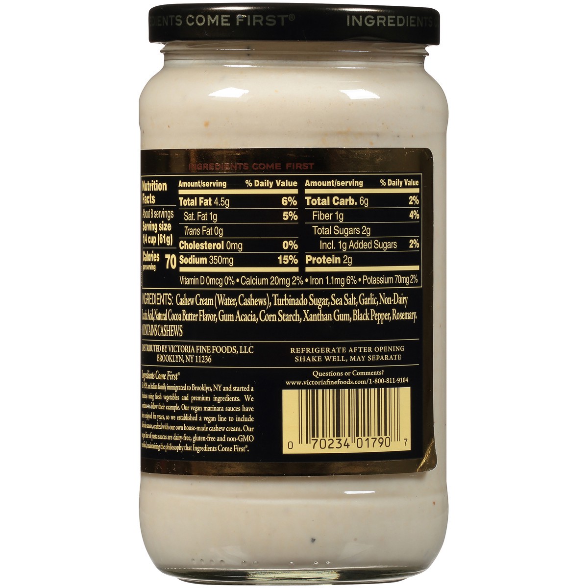 slide 4 of 7, Victoria Vegan Alfredo Sauce 18 oz. Jar, 18 oz