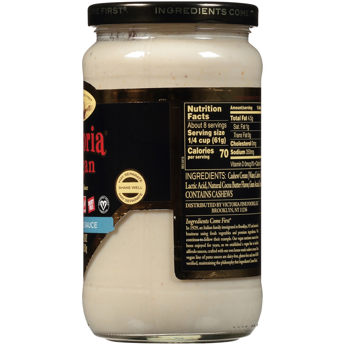 slide 7 of 7, Victoria Vegan Alfredo Sauce 18 oz. Jar, 18 oz