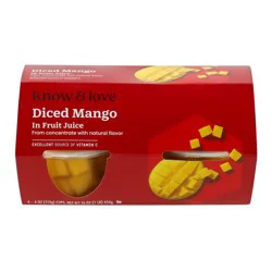 Know & Love Diced Mango Fruit Cup In Juice 4 Pack