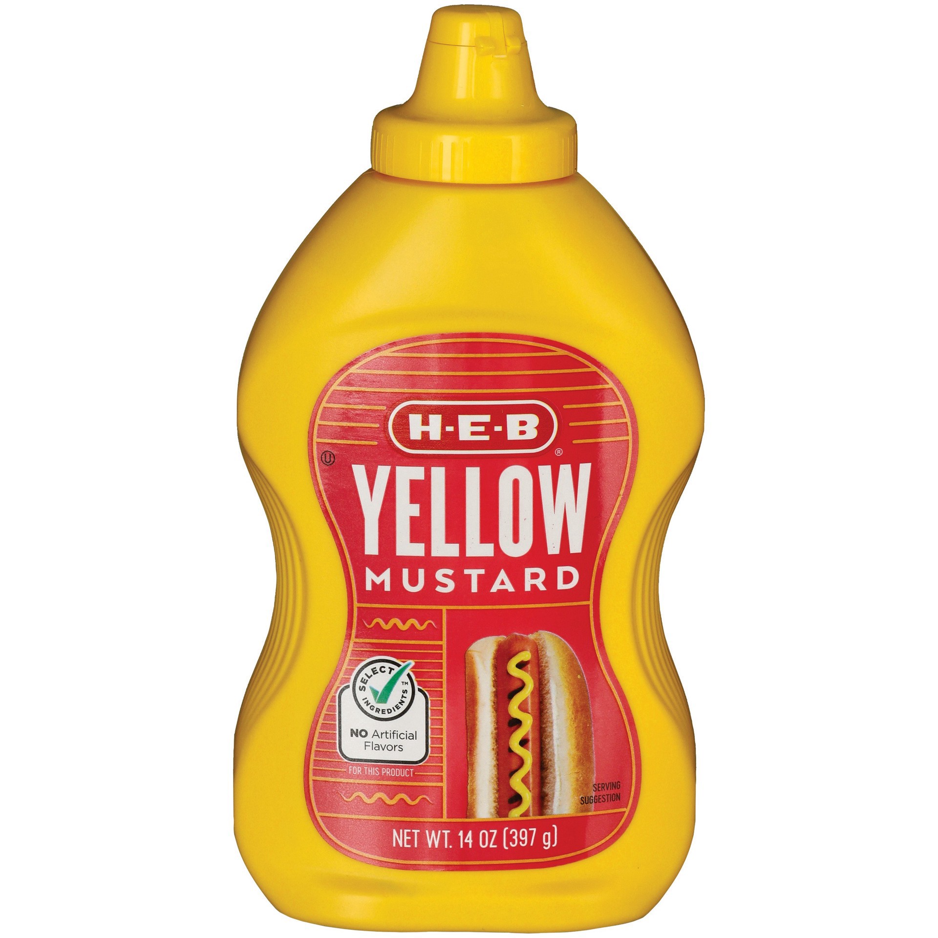 slide 1 of 1, H-E-B Yellow Mustard, 14 oz
