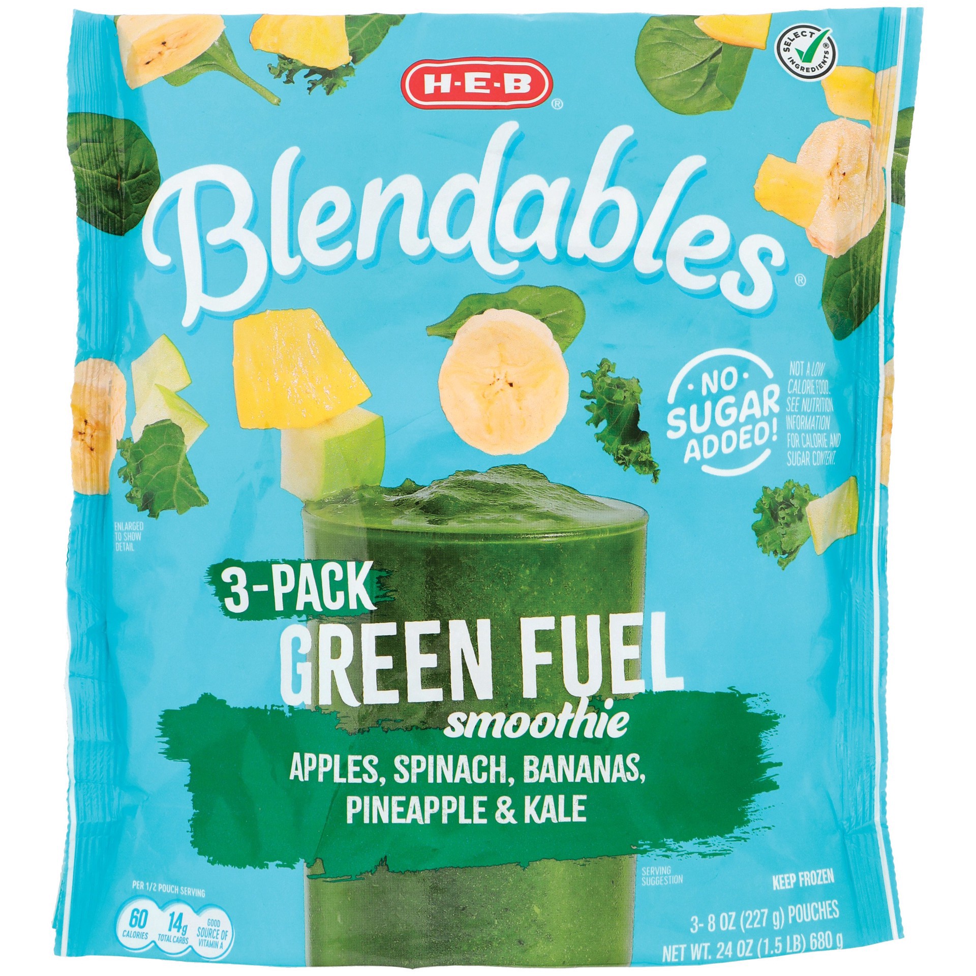 slide 1 of 1, H-E-B Blendables Green Fuel Smoothie Family Pack, 3 ct