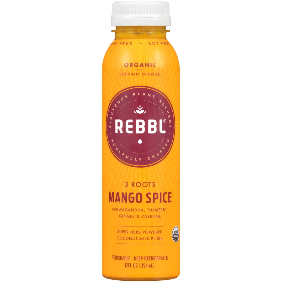 slide 1 of 1, REBBL Elixir 3 Roots Mango Spice, 12 oz