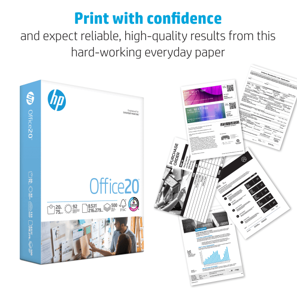slide 2 of 6, International Paper Hp Office20 Multi-Use Print & Copy Paper, Letter Size (8 1/2'' X 11''), 92 (U.S.) Brightness, 20 Lb, White, 500 Sheets Per Ream, Case Of 5 Reams, 500 ct