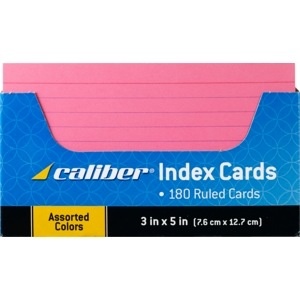 slide 1 of 1, Caliber Ruled Index Cards Assorted Colors, 180 ct