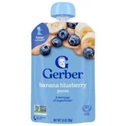 Gerber Toddler Baby Food, Banana Blueberry Toddler Food, 3.5 oz Pouch