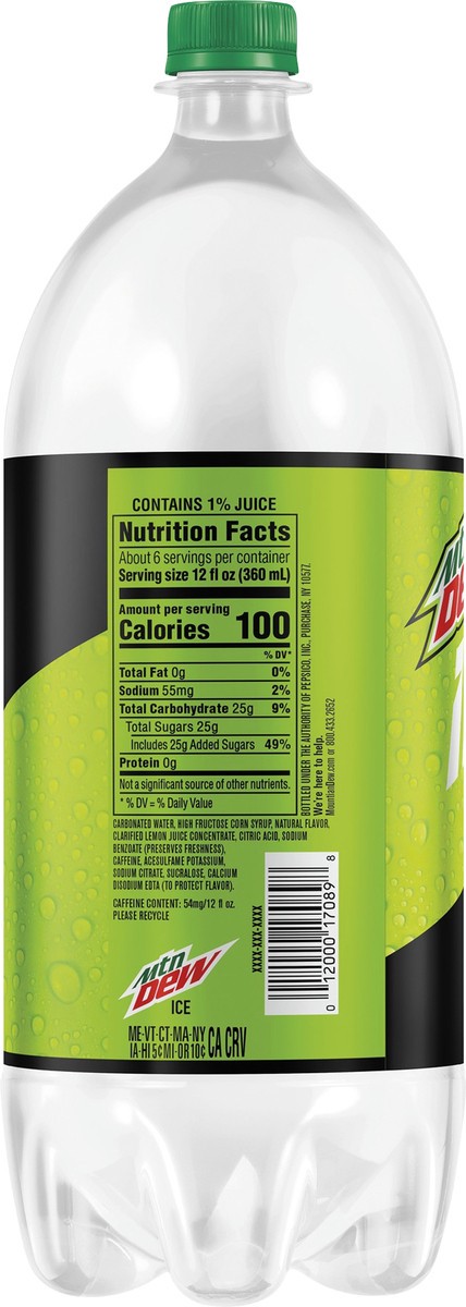 slide 2 of 3, Mountain Dew Ice Lemon Lime Soda - 2 liter, 2 liter