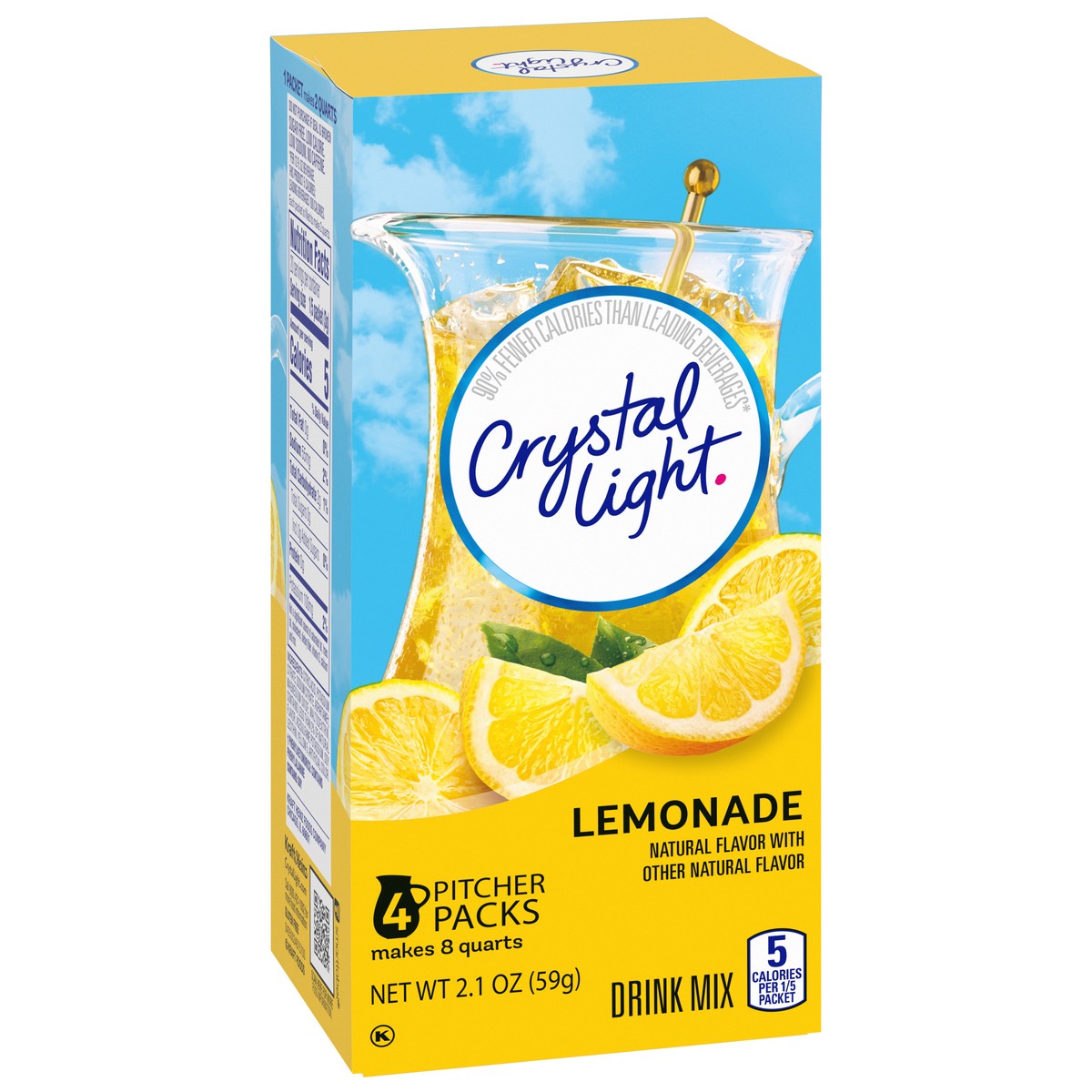 slide 3 of 9, Crystal Light Lemonade Naturally Flavored Powdered Drink Mix, 4 ct Pitcher Packets, 4 ct