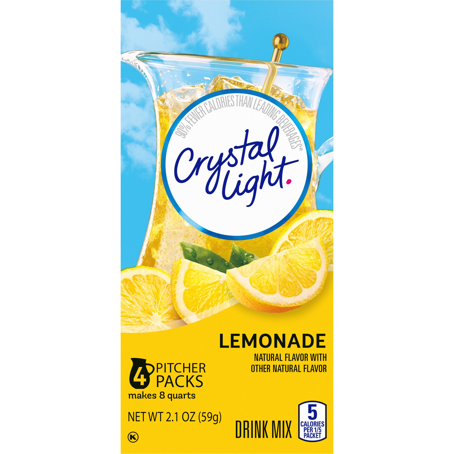 slide 4 of 5, Crystal Light Lemonade Naturally Flavored Powdered Drink Mix Pitcher Packets, 4 ct