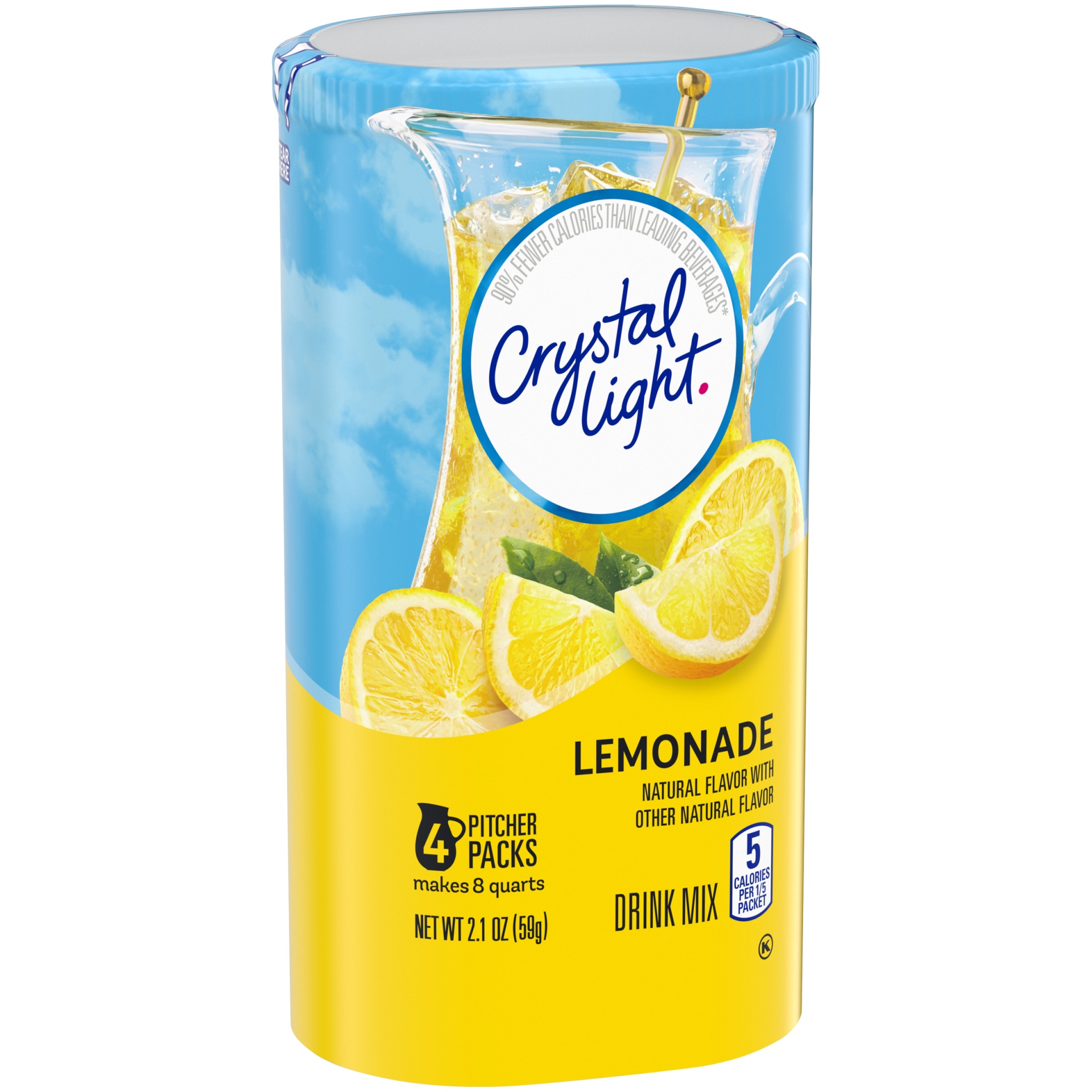 slide 5 of 9, Crystal Light Lemonade Naturally Flavored Powdered Drink Mix Pitcher, 4 ct