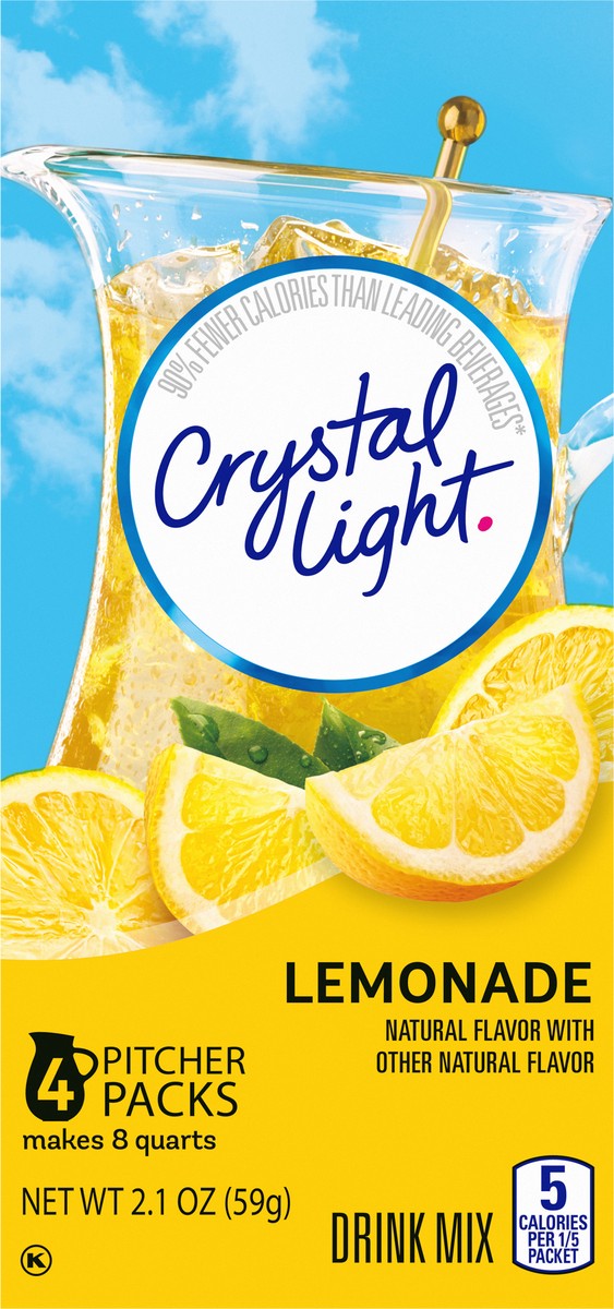 slide 8 of 9, Crystal Light Lemonade Naturally Flavored Powdered Drink Mix, 4 ct Pitcher Packets, 4 ct