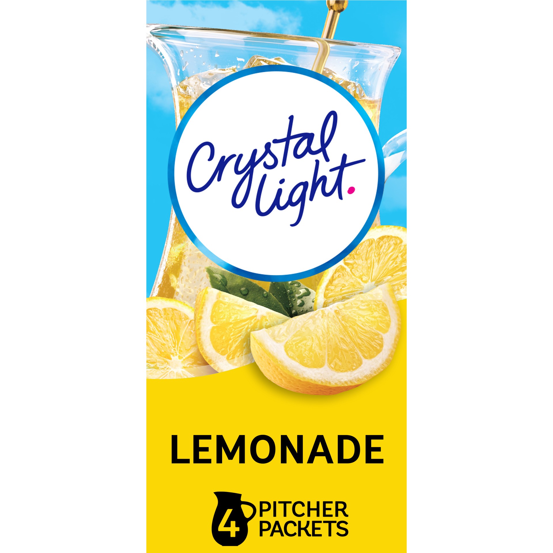 slide 1 of 9, Crystal Light Lemonade Naturally Flavored Powdered Drink Mix, 4 ct Pitcher Packets, 4 ct