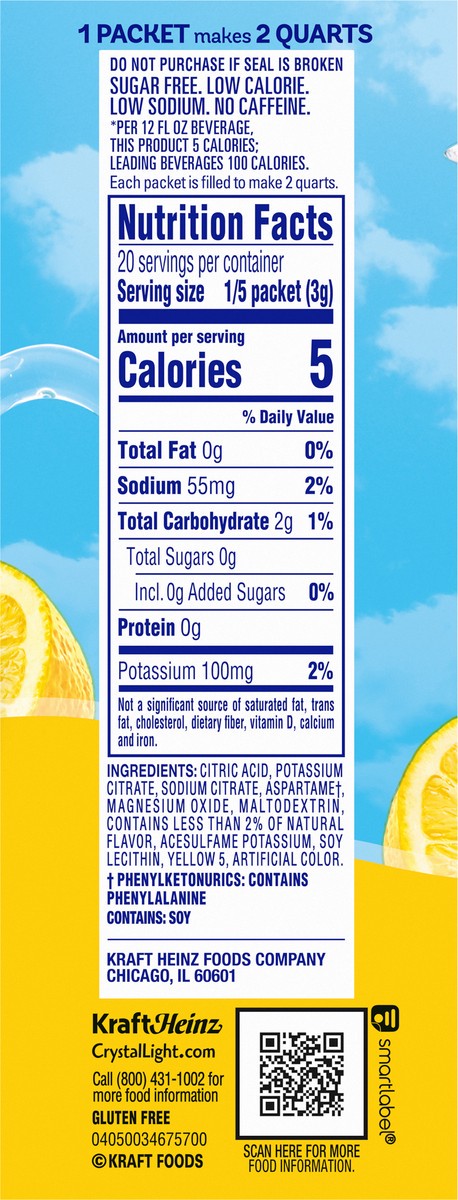 slide 4 of 9, Crystal Light Lemonade Naturally Flavored Powdered Drink Mix, 4 ct Pitcher Packets, 4 ct