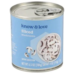 Know & Love Sliced Mushrooms 4 Ounces