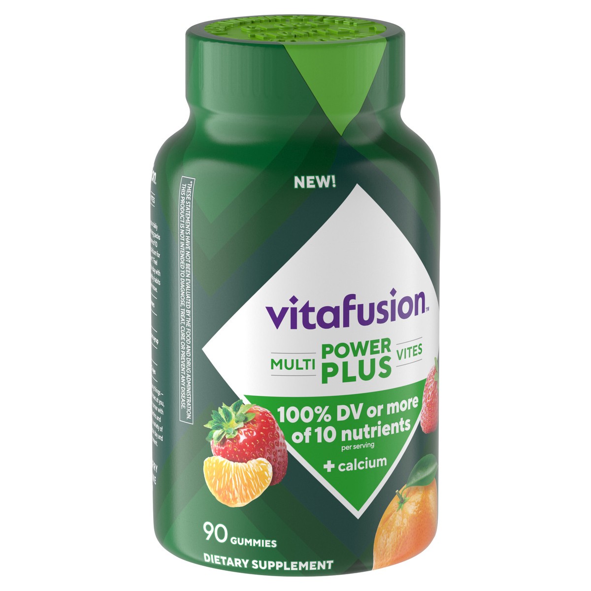 slide 10 of 14, vitafusion Power Plus Multivites 100% Daily Value or More of 10 Nutrients Plus Calcium, Supports Bones, Teeth, Energy Metabolism, Eye, Muscle & Immune Health (1), Strawberry Tangerine Flavor, 90 Count, 90 ct