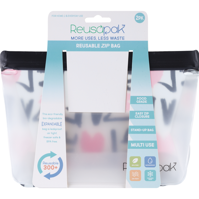slide 1 of 1, REUSAPAK Love Love 2 Pack Gusset Bag- Lg, 1 ct
