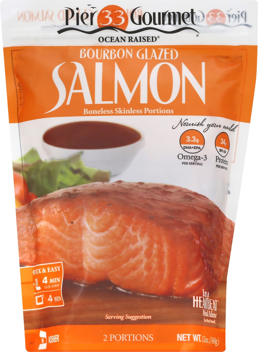 slide 12 of 13, Pier 33 Gourmet Bourbon Glazed Salmon 2 ea, 2 ct