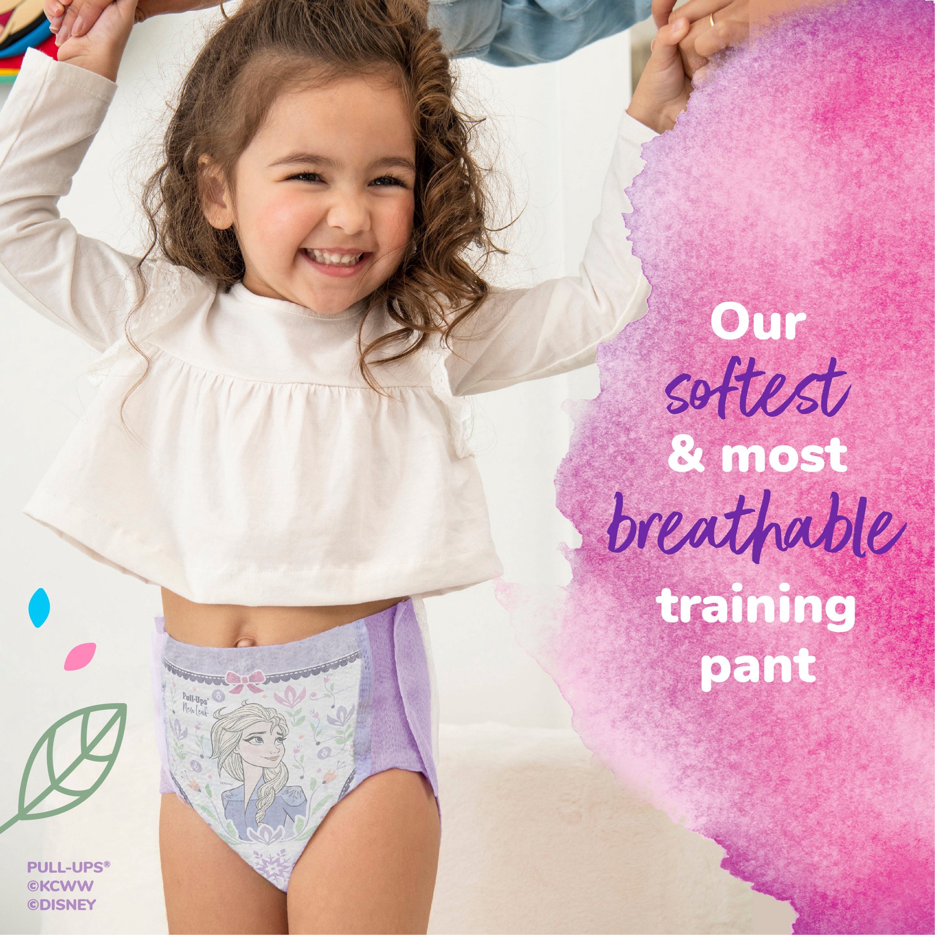 slide 5 of 5, Pull-Ups New Leaf Girls' Disney Frozen Potty Training Pants, 2T-3T (16-34 lbs), 18 Ct, 18 ct