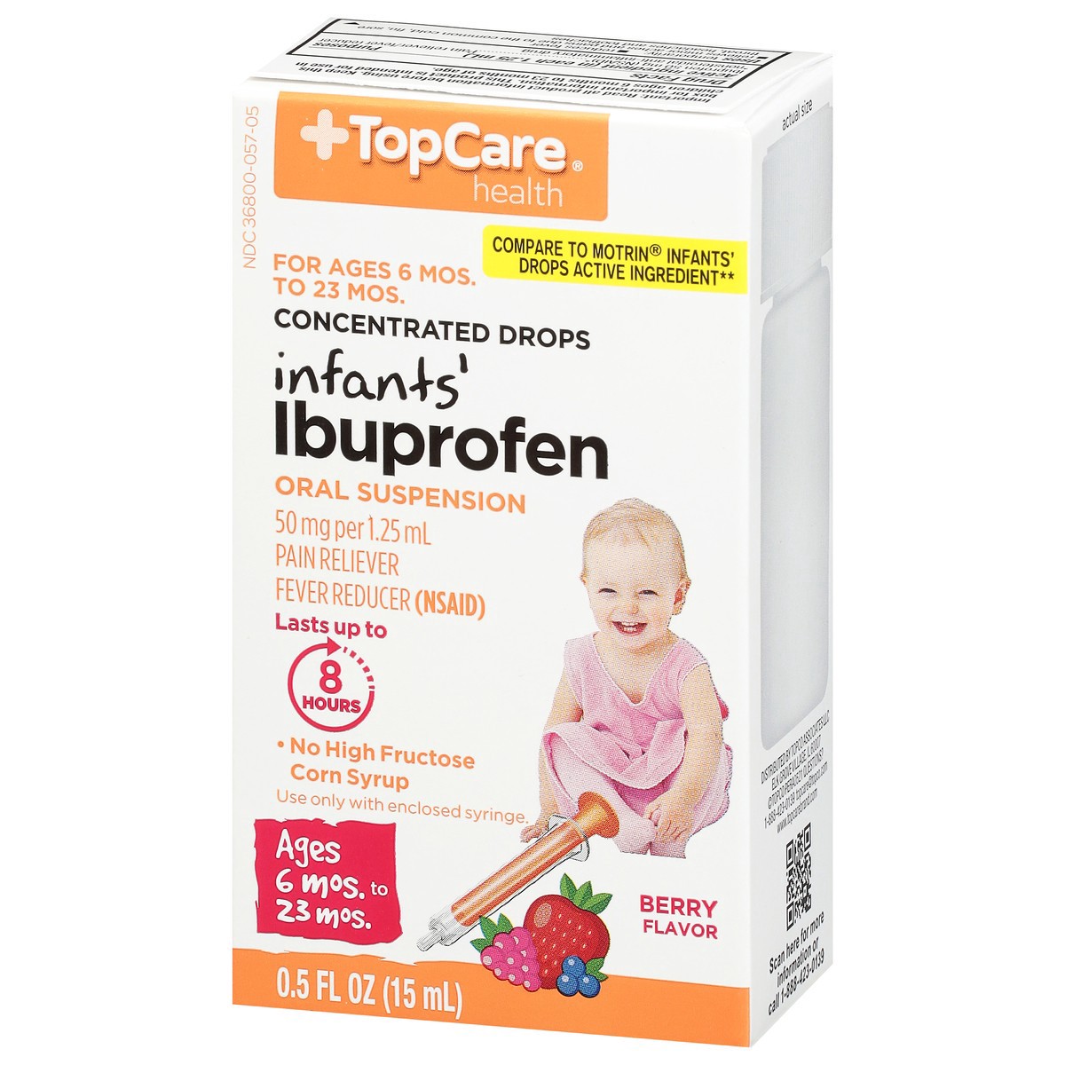 slide 4 of 15, TopCare Infants' Ibuprofen 50 Mg Pain Reliever / Fever Reducer (nsaid) Oral Suspension, Berry, 0.5 oz