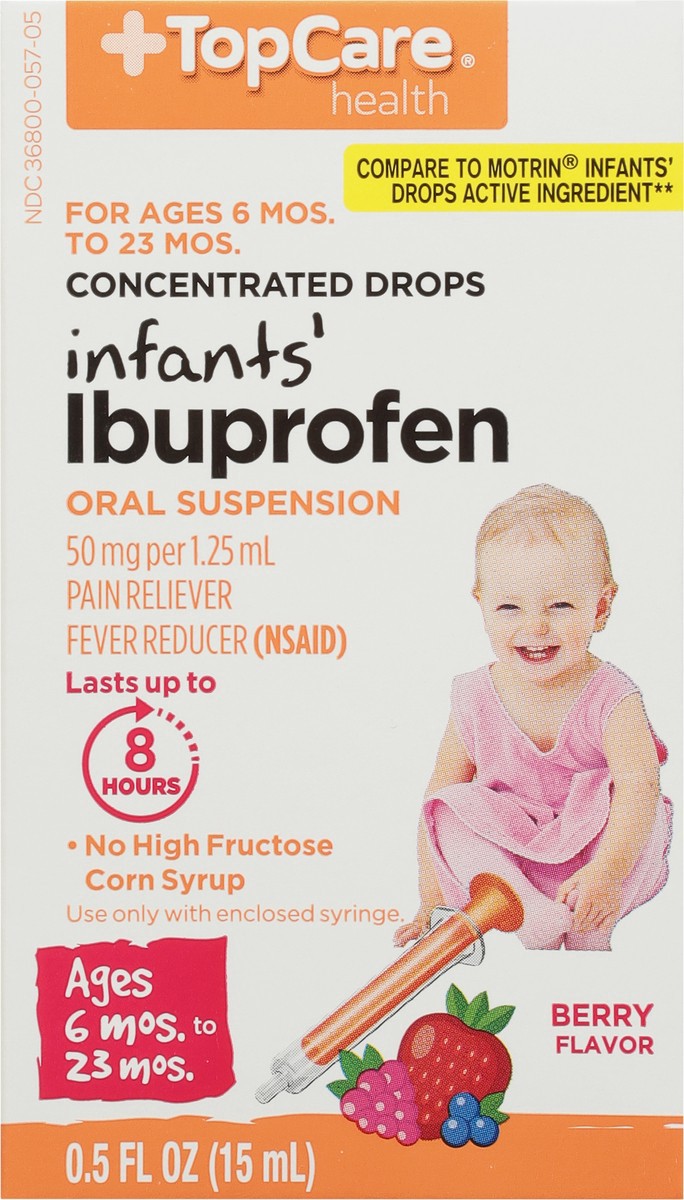 slide 9 of 15, TopCare Infants' Ibuprofen 50 Mg Pain Reliever / Fever Reducer (nsaid) Oral Suspension, Berry, 0.5 oz