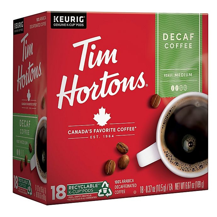 slide 3 of 3, Tim Hortons Decaffeinated Coffee Pods for Single Serve Coffee Makers, 18 ct