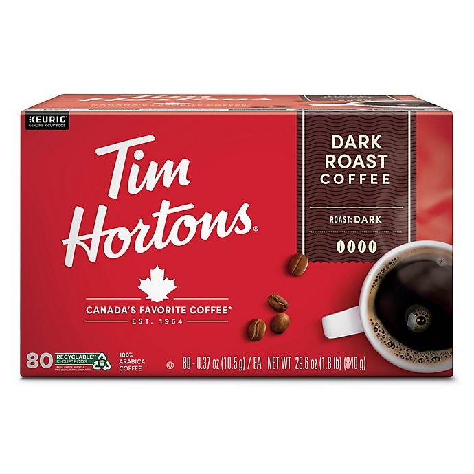 slide 2 of 2, Tim Hortons Dark Roast Coffee Pods for Single Serve Coffee Makers, 80 ct