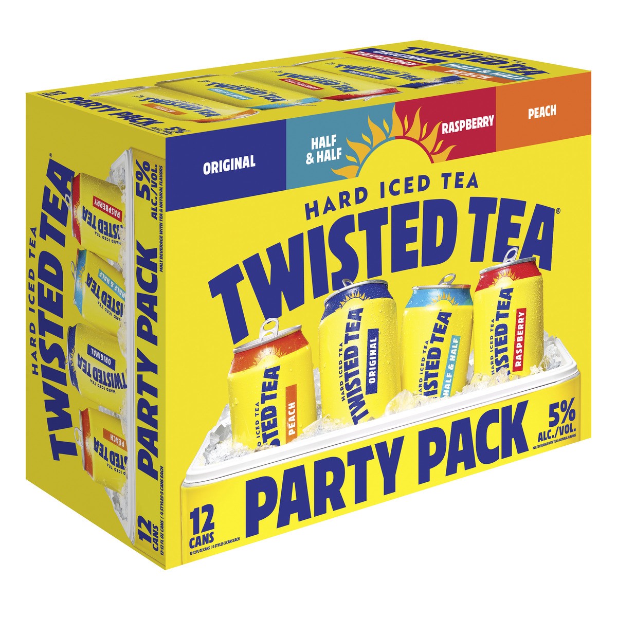 slide 2 of 7, Twisted Tea Variety Party Pack, Hard Iced Tea (12 fl. oz. Can, 12pk.), 12 ct; 12 oz