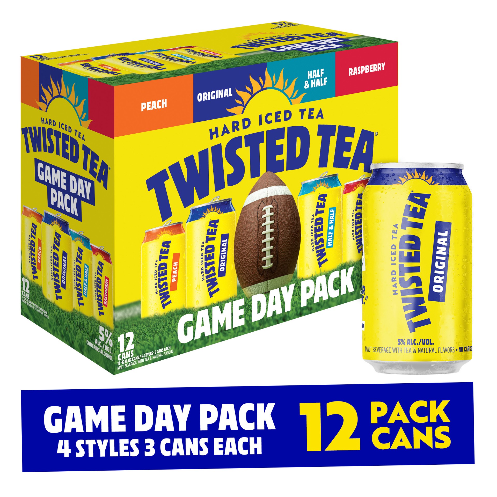 slide 1 of 7, Twisted Tea Variety Game Day Pack, Hard Iced Tea (12 fl. oz. Can, 12pk.), 12 ct; 12 oz