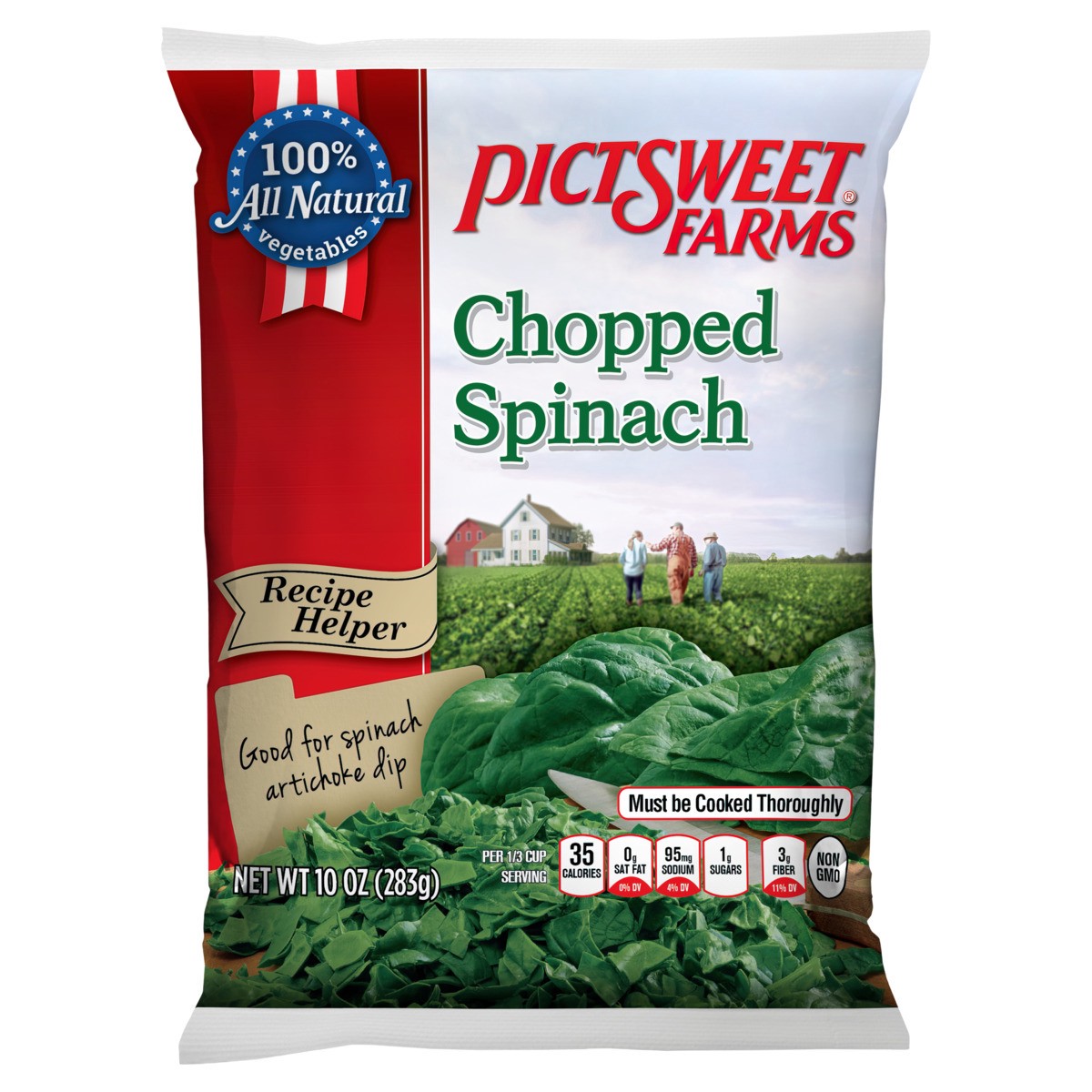 slide 1 of 3, Pictsweet Chopped Spinach, 10 oz