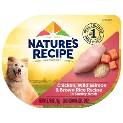 Nature's Recipe Nature’s Recipe Chicken, Wild Salmon & Brown Rice Recipe in Savory Broth Wet Dog Food, 2.75 oz. Cup