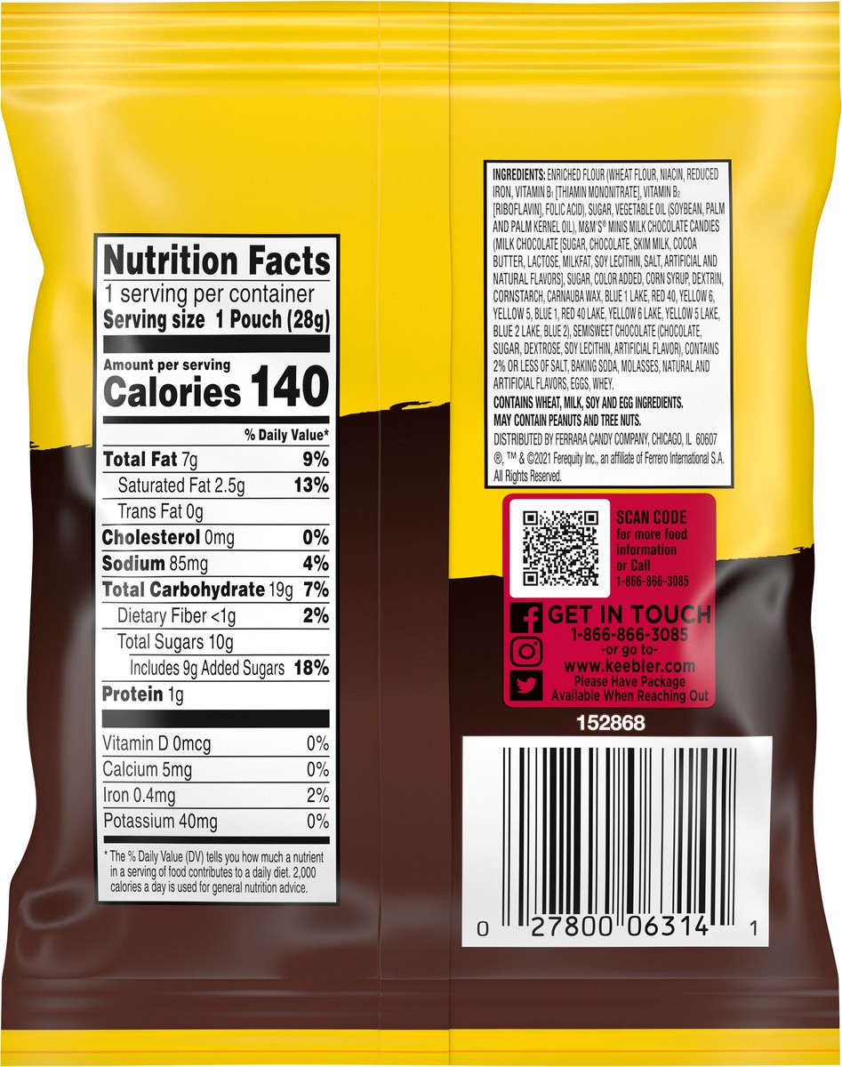 slide 9 of 13, Keebler Brands 06314 152868 OTG Chips Deluxe M&M Minis PCH Everyday 1oz No PMT, 1 oz