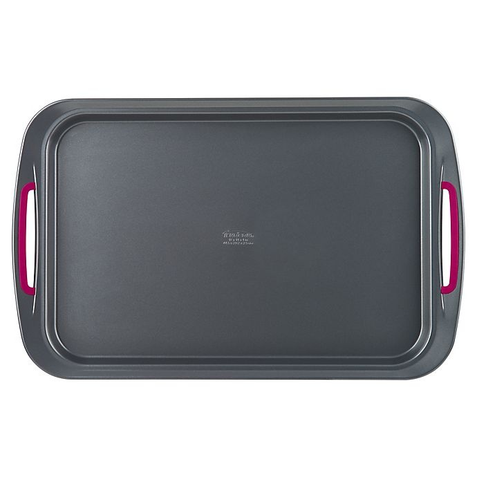 slide 4 of 10, Trudeau Nonstick Carbon Steel Cookie Sheet - Grey/Fuchsia, 11 in x 17 in