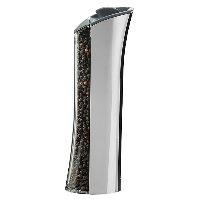 slide 1 of 10, Trudeau Graviti Battery Operated LED Salt/Pepper Mill - Chrome, 1 ct