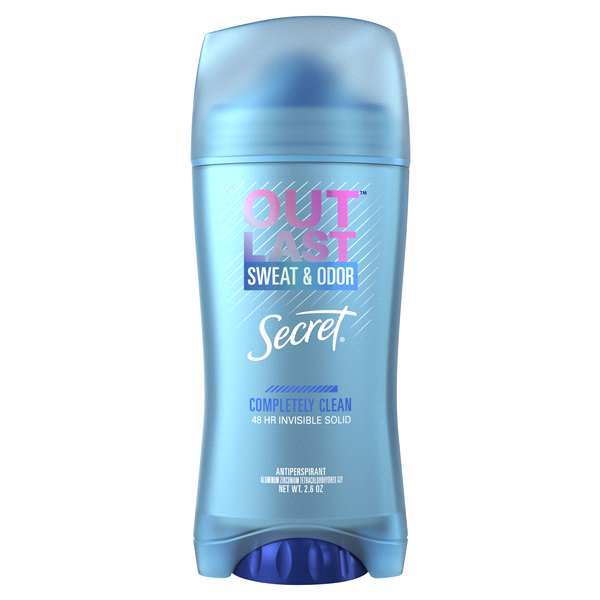 slide 1 of 1, Secret Completely Clean Invisible Solid Antiperspirant & Deodorant, 2.6 oz