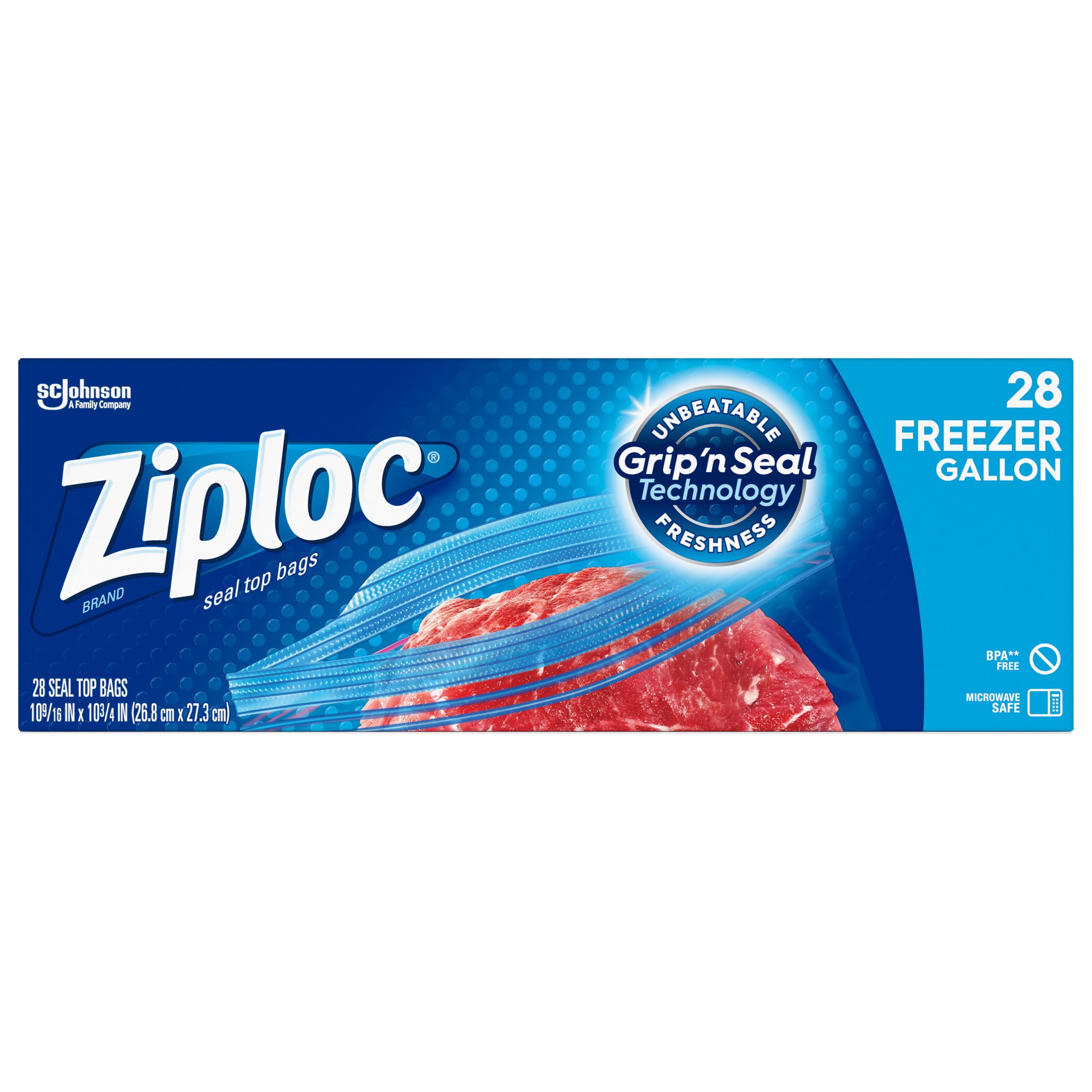 slide 1 of 7, Ziploc Freezer Bags Gallon, 28 ct