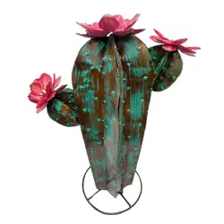 Creative Decor Sourcing Barrel Cactus Metal Garden Statue