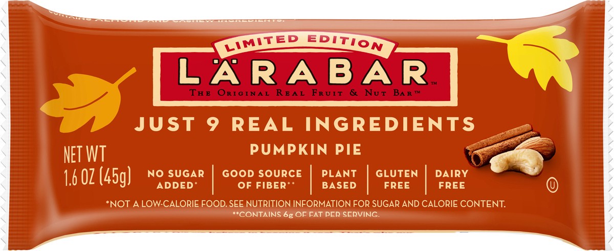 slide 8 of 9, LÄRABAR Pumpkin Pie Fruit & Nut Bar 1.6 oz Wrapper, 1.6 oz