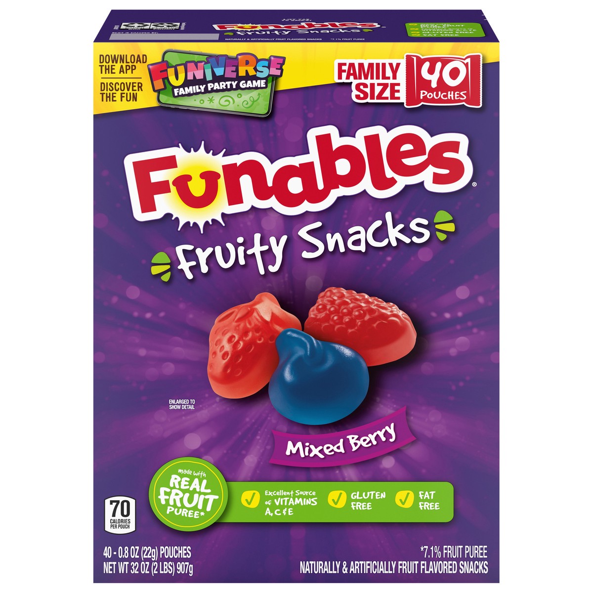 slide 1 of 9, Funables 05487 159513 Mixed Berry Funiverse Fruity Snacks 40ct, 40 ct, 0.8 oz