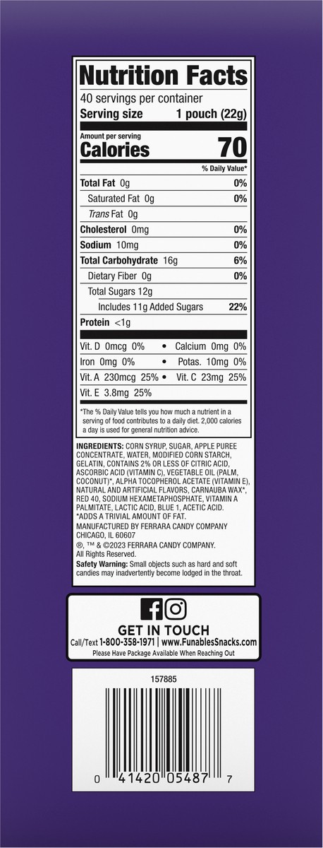 slide 2 of 9, Funables 05487 159513 Mixed Berry Funiverse Fruity Snacks 40ct, 40 ct, 0.8 oz