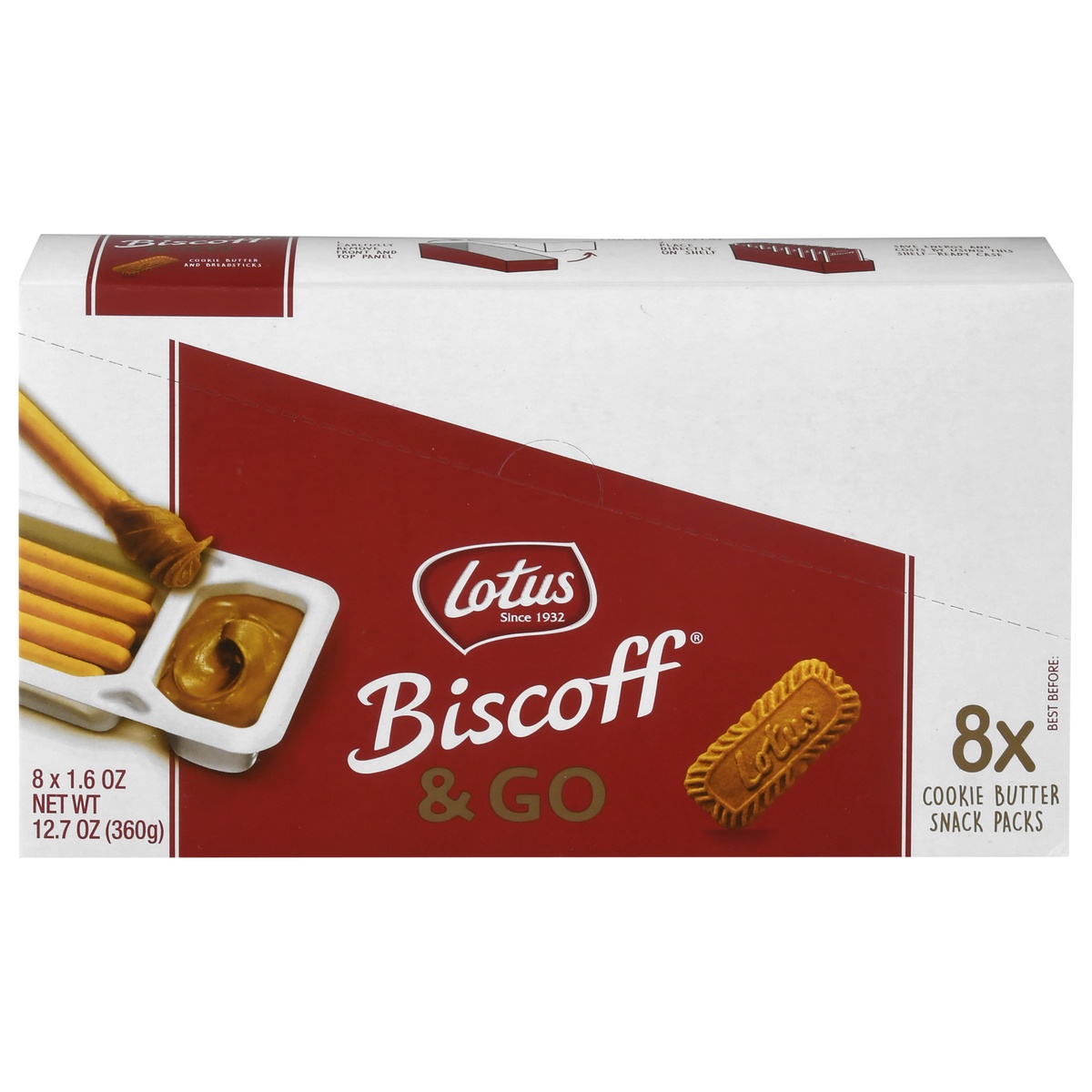 slide 1 of 1, Biscoff Cookie Butter and Breadsticks, Snack Packs, 8 ct