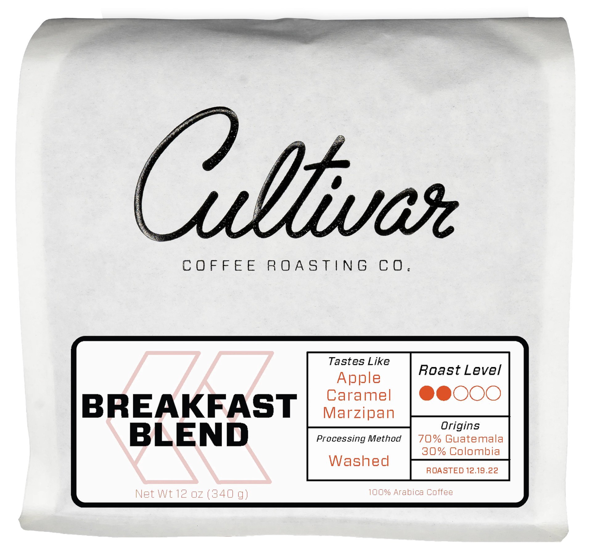 slide 1 of 1, Cultivar Coffee Breakfast Blend Whole Bean Coffee, 12 oz