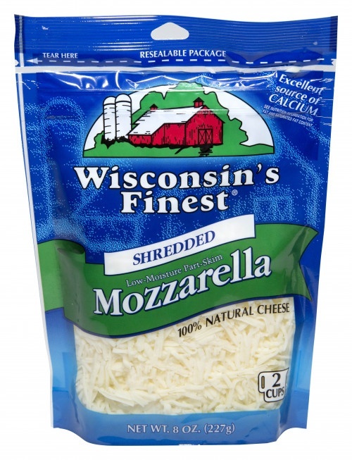 slide 1 of 1, Wisconsin's Finest Shredded Mozzarella Cheese, 8 oz