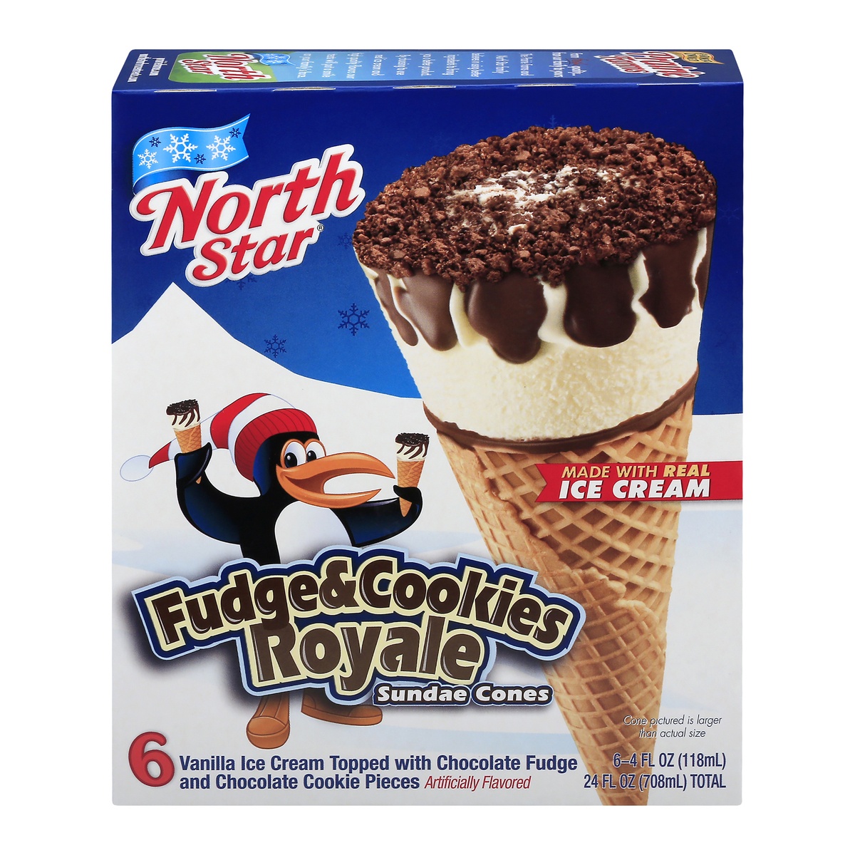 slide 1 of 1, North Star Nutty Fudge & Cookie Royale Sundae Cones, 6 ct