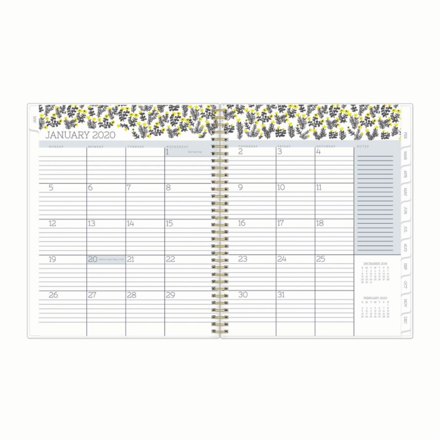 slide 4 of 4, Blue Sky Egg Press Weekly/Monthly Planner, 8-1/2'' X 11'', Yellow Wildflower, January To December 2020, 1 ct