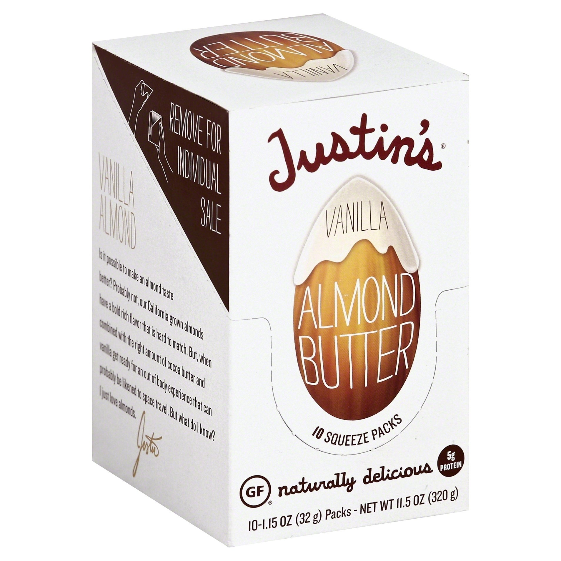 slide 1 of 6, Justin's Vanilla Almond Butter, 10 ct; 1.15 oz