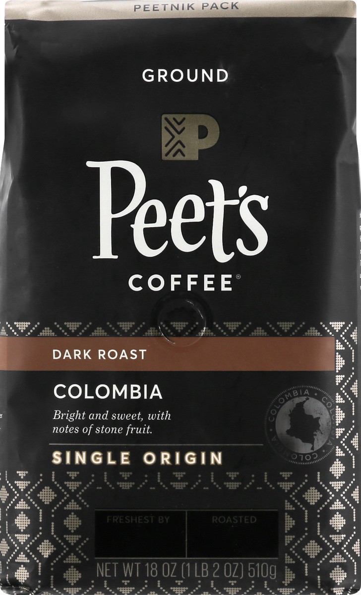 slide 2 of 9, Peet's Single Origin Colombia Dark Roast Ground Coffee - 18 oz, 18 oz