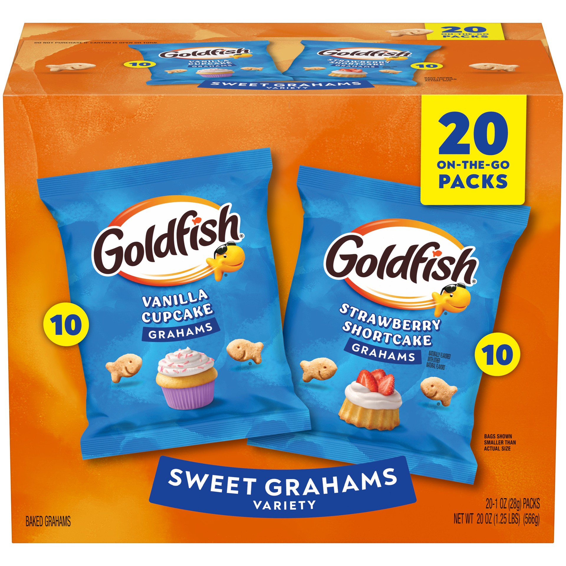 slide 1 of 6, Pepperidge Farm Goldfish Grahams Baked Graham Crackers Variety Pack, 20-1 oz Otg Packs, 20 oz