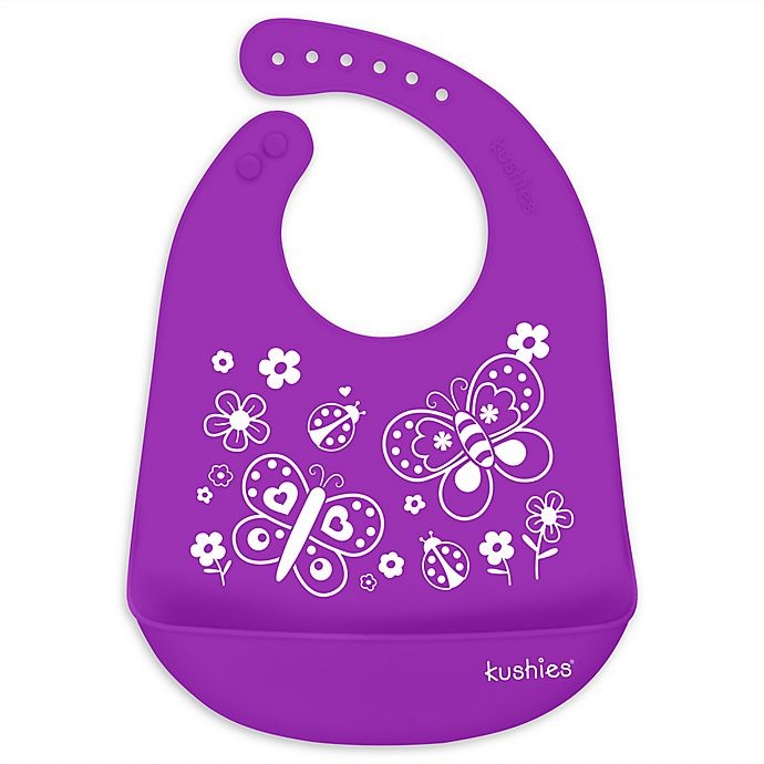 slide 1 of 1, Kushies Butterfly Kiss Silicatch Bib - Purple, 1 ct